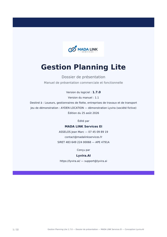Couverture — Découvrir Gestion Planning Lite
